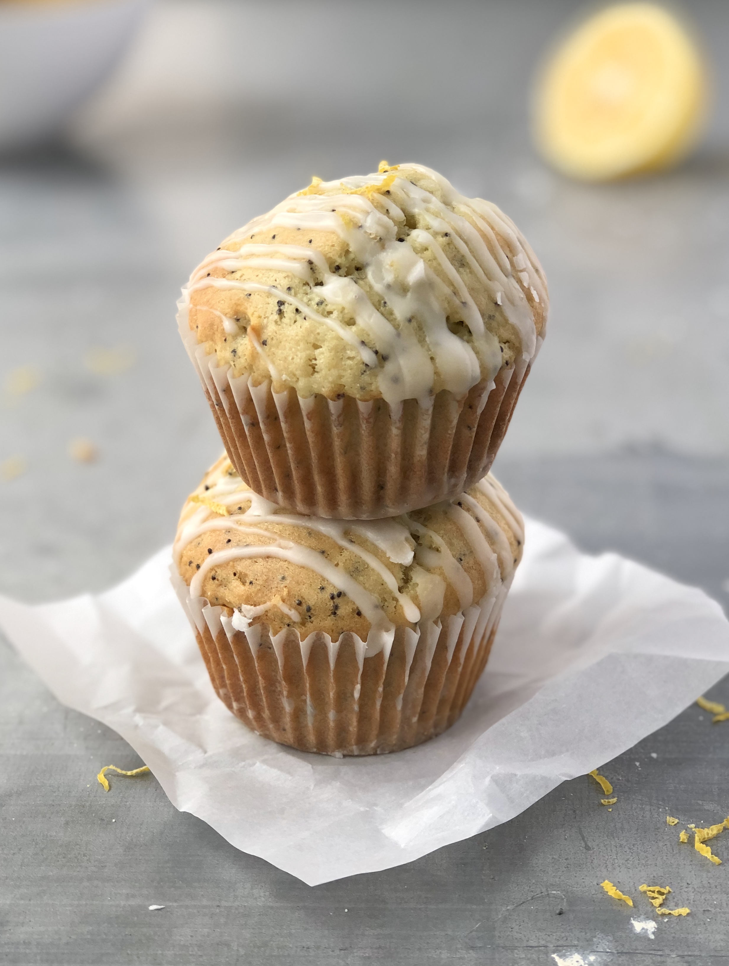 Lemon Poppy Seed Muffins 7 BEST Two Muffins Stacked - The Kitchen Fairy