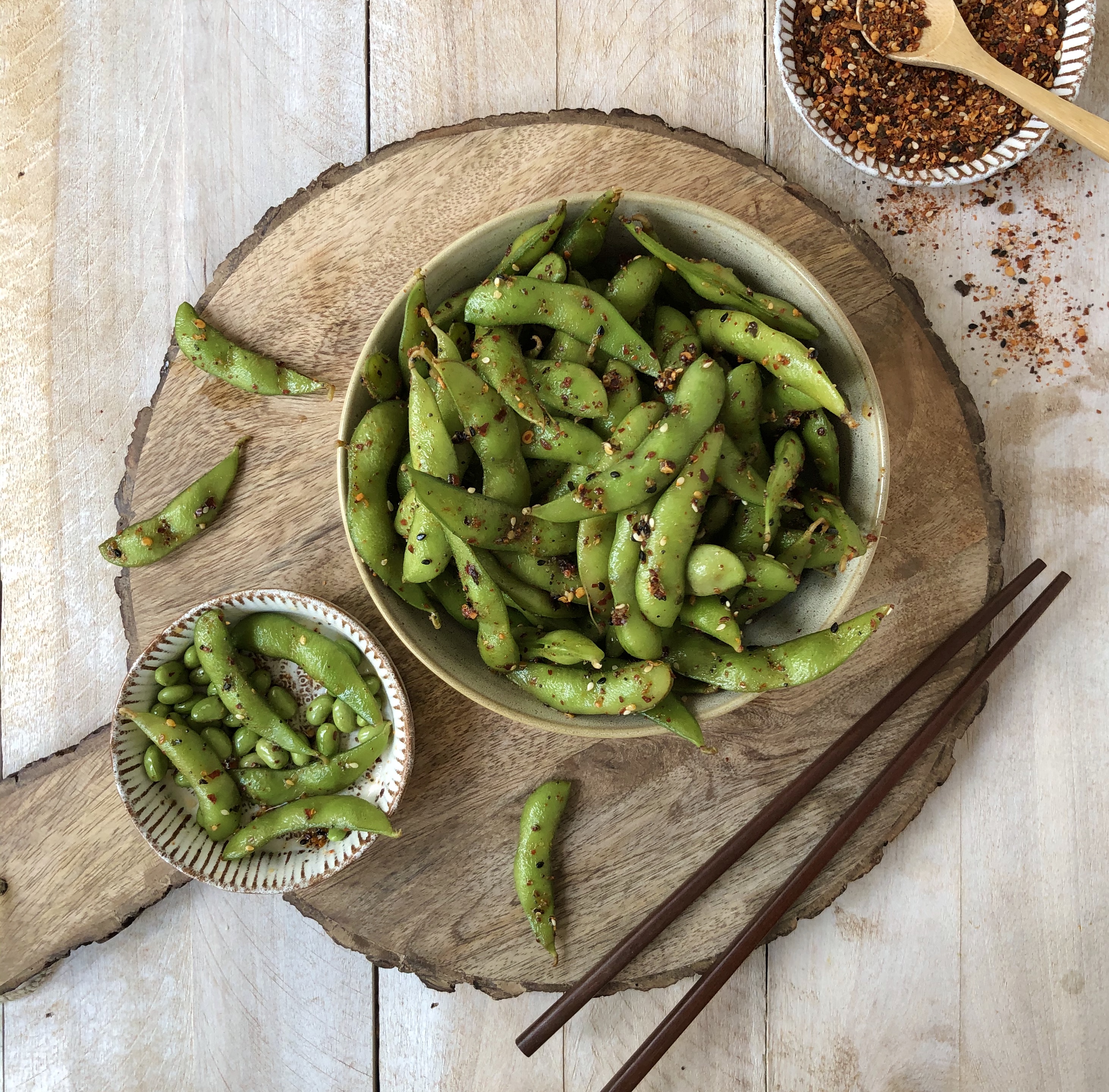 Edamame Beans with Japanese 7-Spice Blend 9 BEST SQ - The Kitchen Fairy