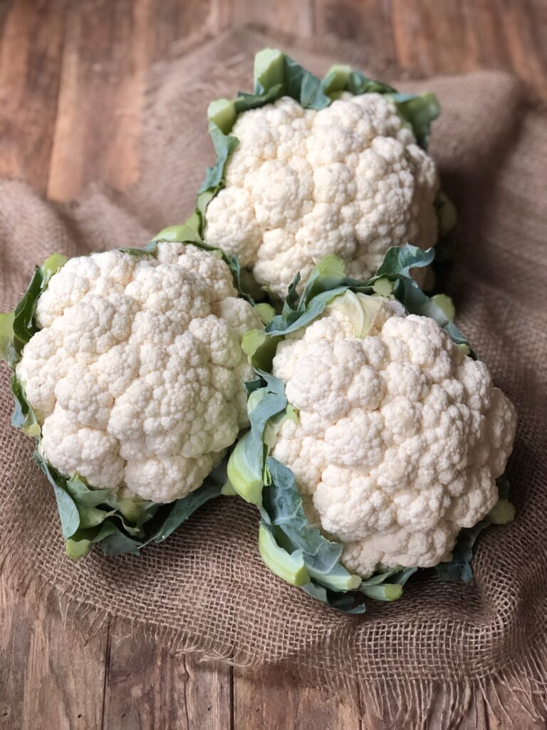 Three heads of cauliflower 