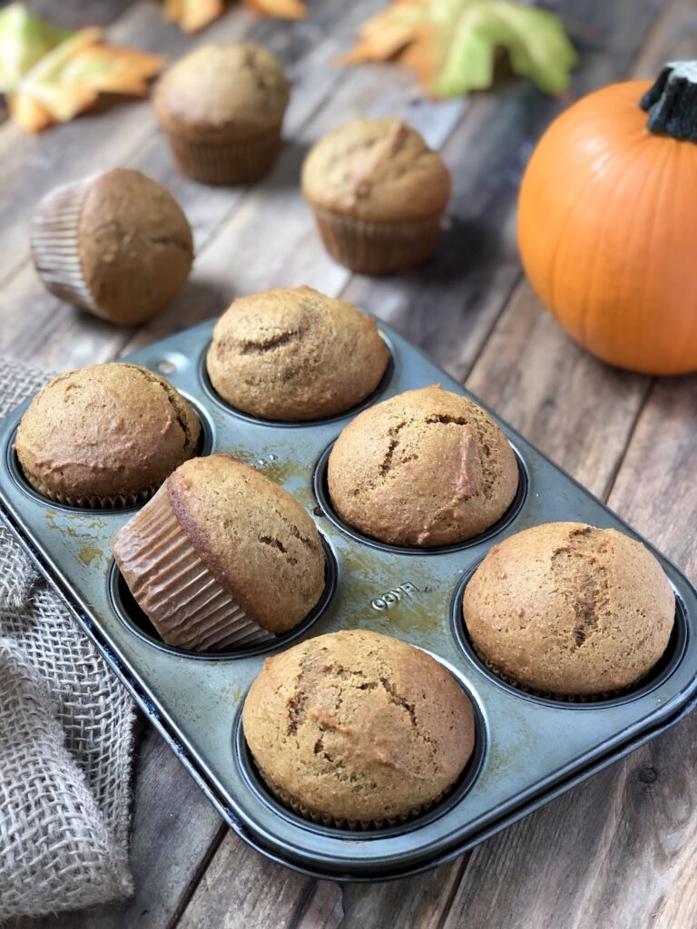 Pumpkin muffins in tray