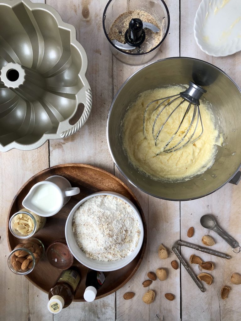 Mixing the cake ingredients