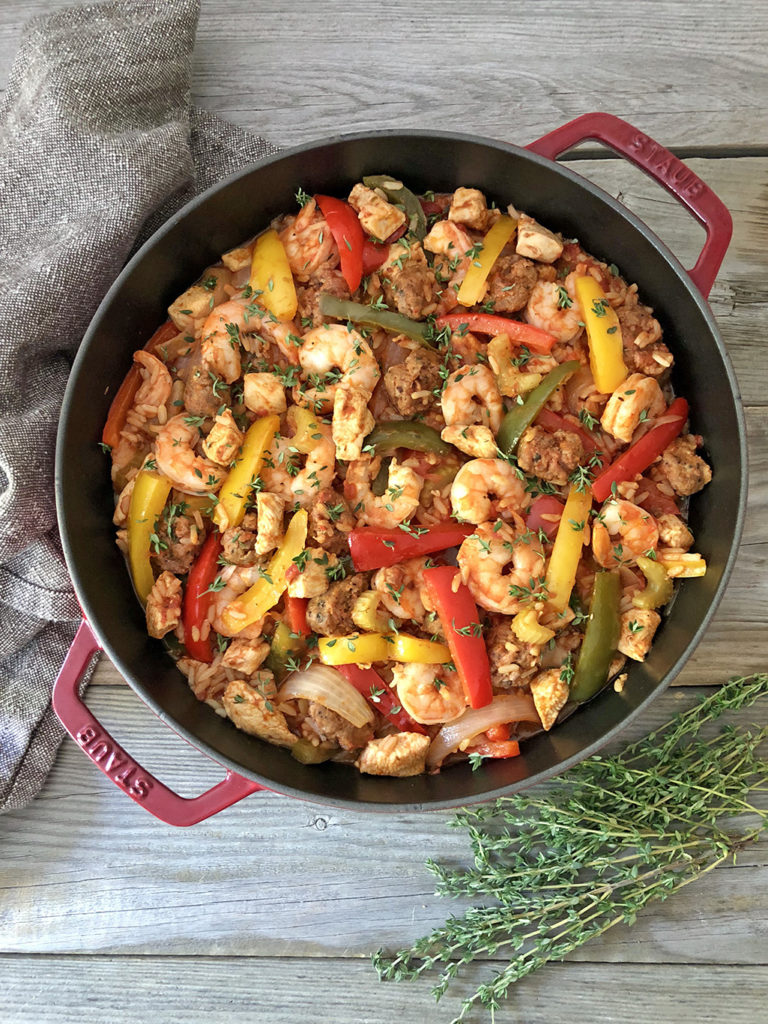 Creole-Style Chicken, Shrimp & Sausage Jambalaya Recipe