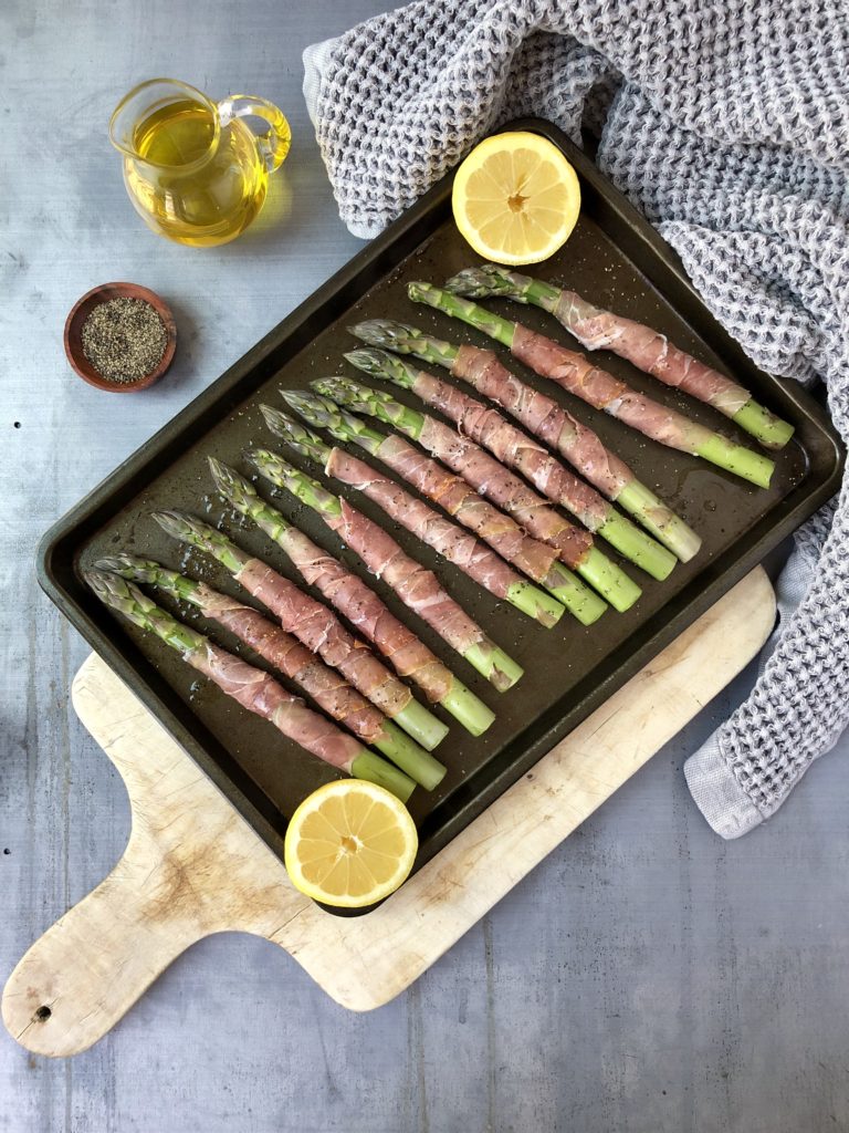 Asparagus prepped and ready to grill