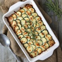 Zucchini Rice Gratin in casserole dish