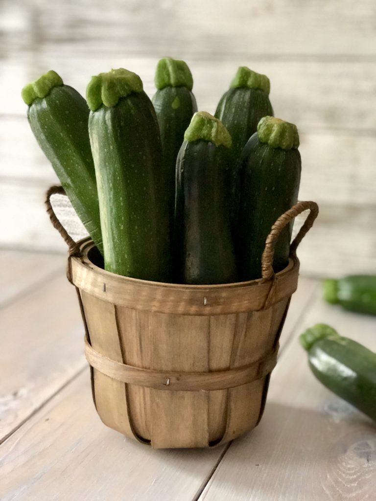Basket of zucchini