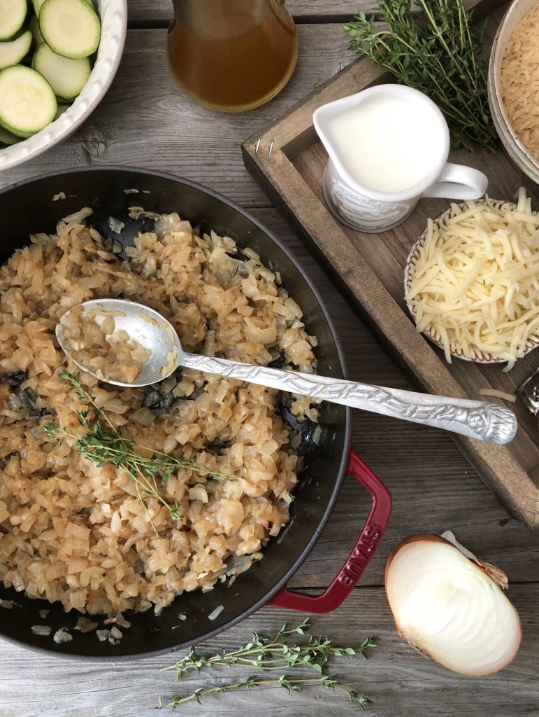 carmelizing onions in a pot