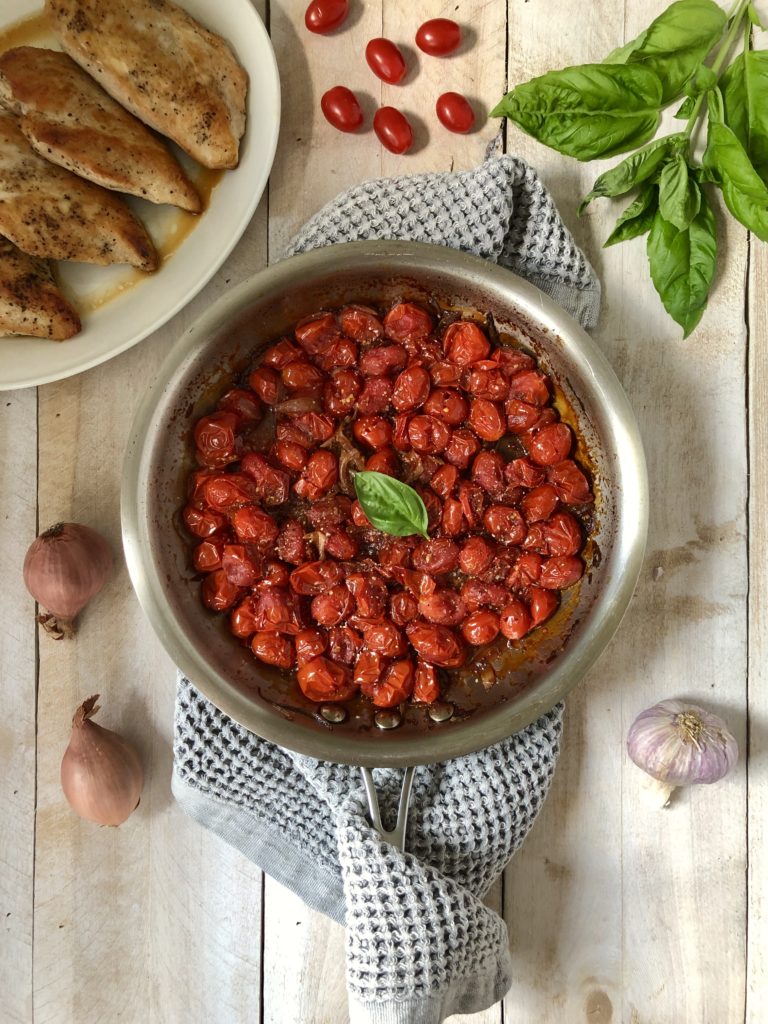 Simmered tomatoes in a pot