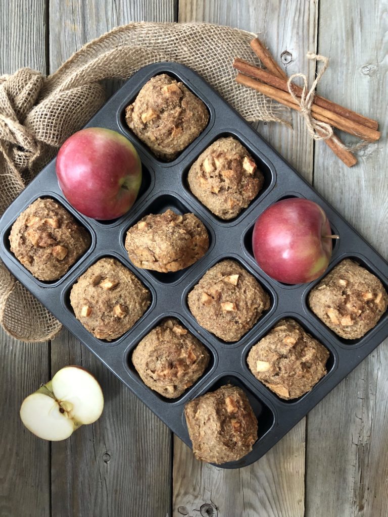 apple muffins in muffin tin