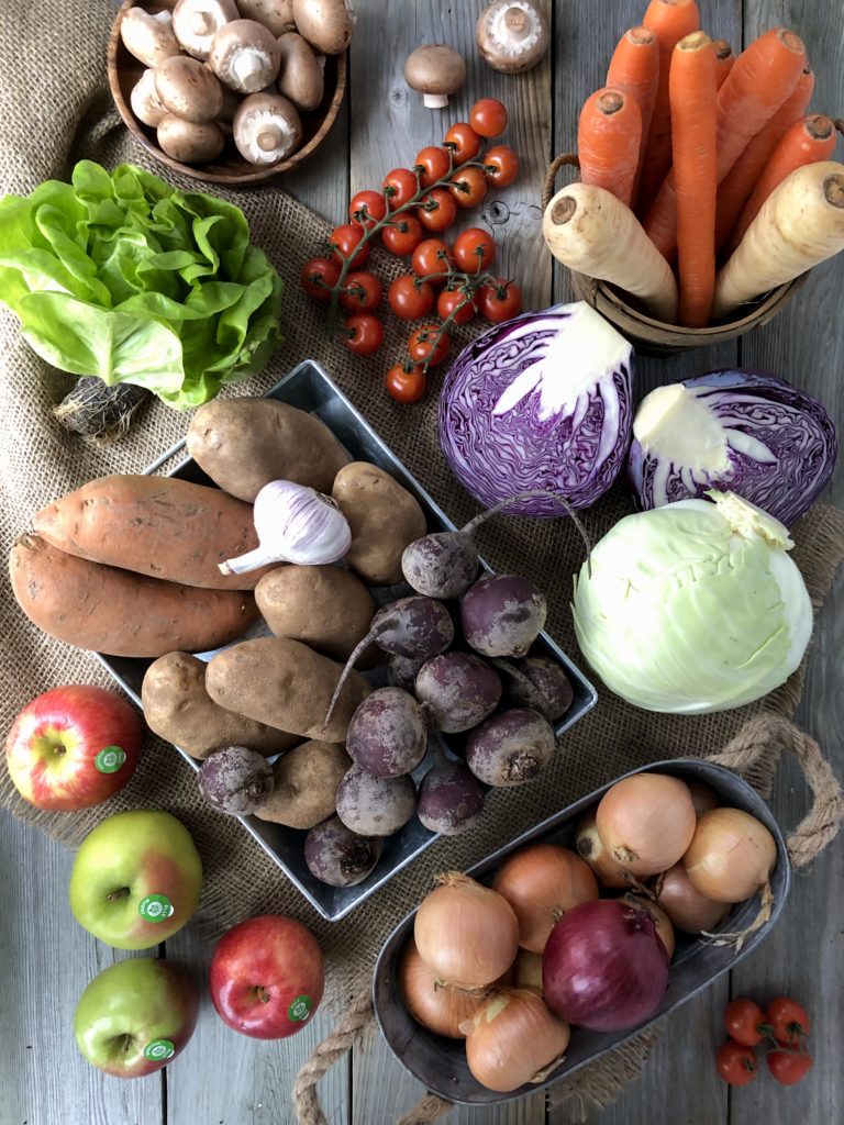 Assorted vegetable ingredients on a table