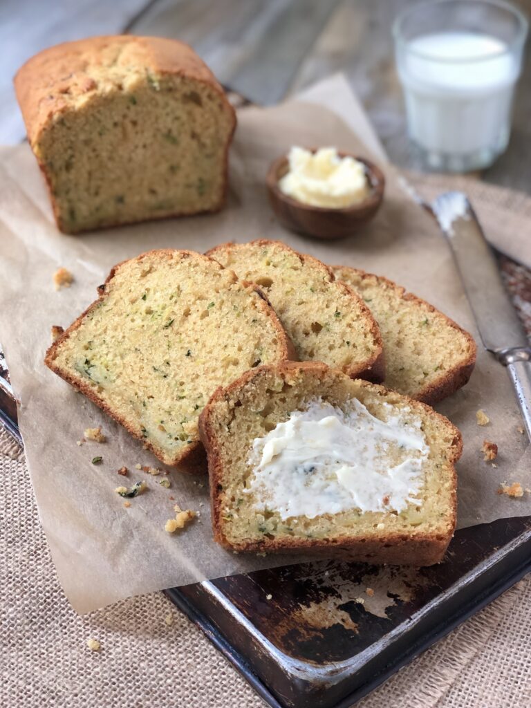 Slices of the loaf with butter