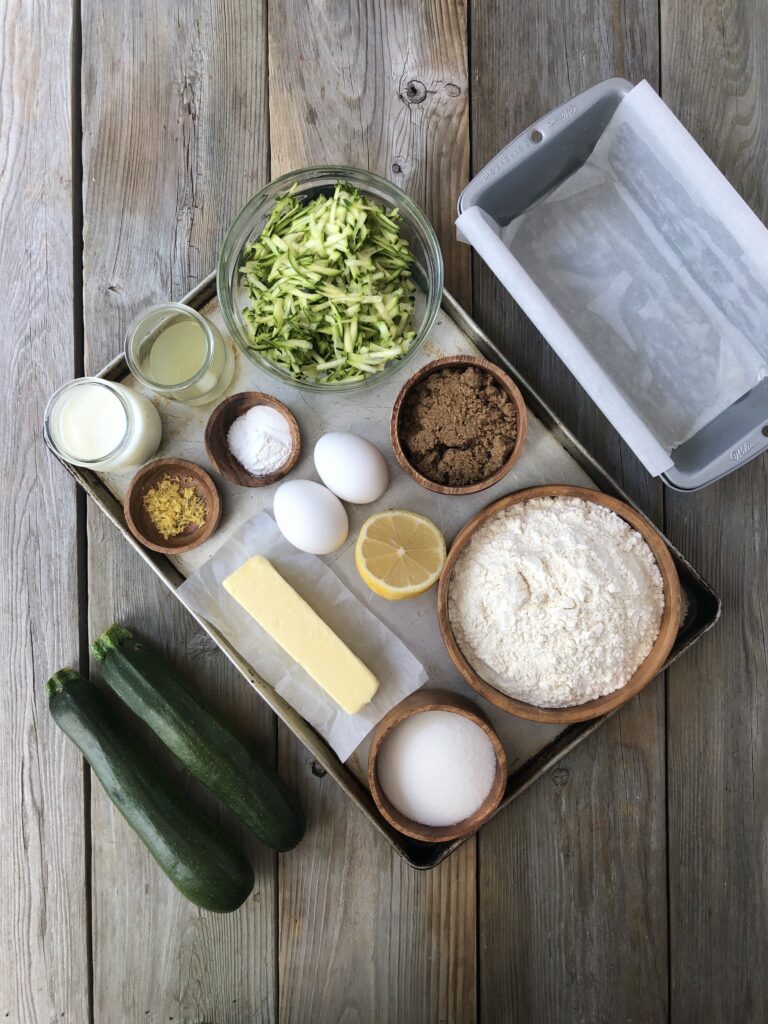 Zucchini, flour, and other ingredients