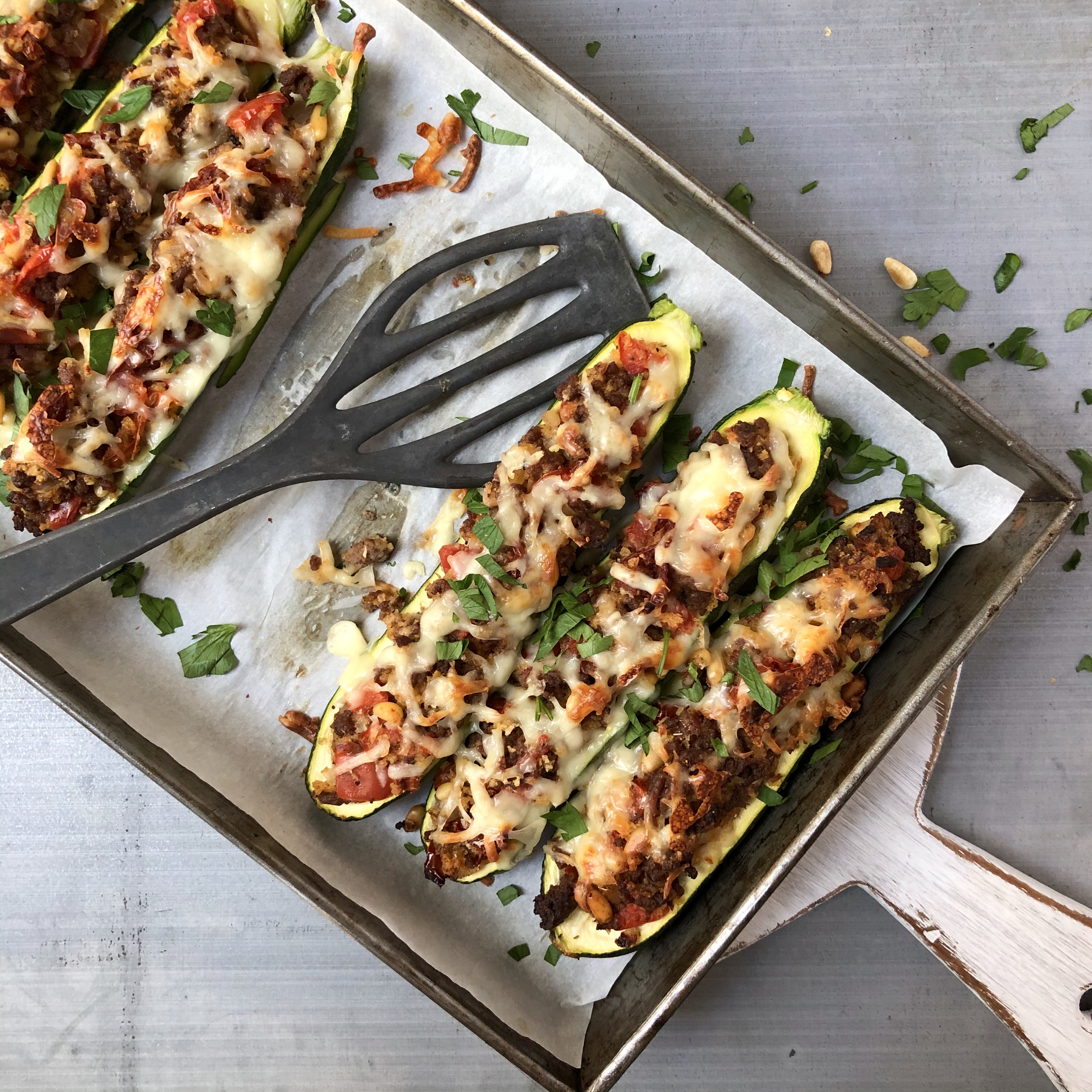 Stuffed Zucchini Boats 10 BEST SQ - The Kitchen Fairy