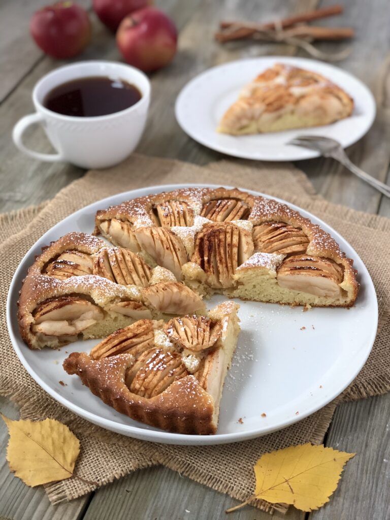 German Apple Cake with slice missing