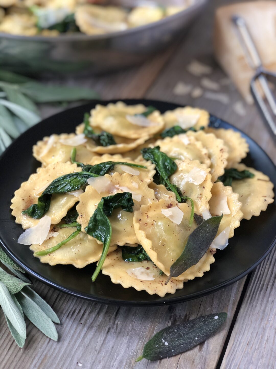 Ravioli with Brown Butter Sage Sauce - The Kitchen Fairy