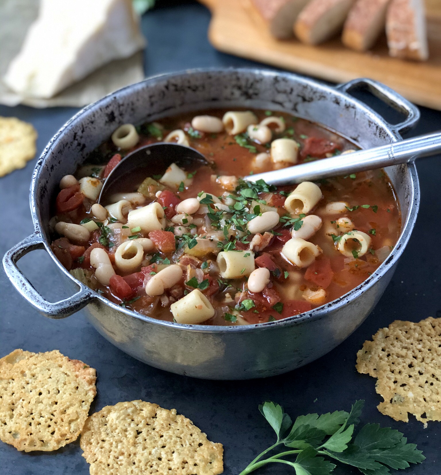 Pasta Fagioli Soup with Parmesan Crisps 10 BEST SQ The Kitchen Fairy