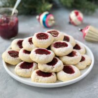 Cookies piled on a white plate