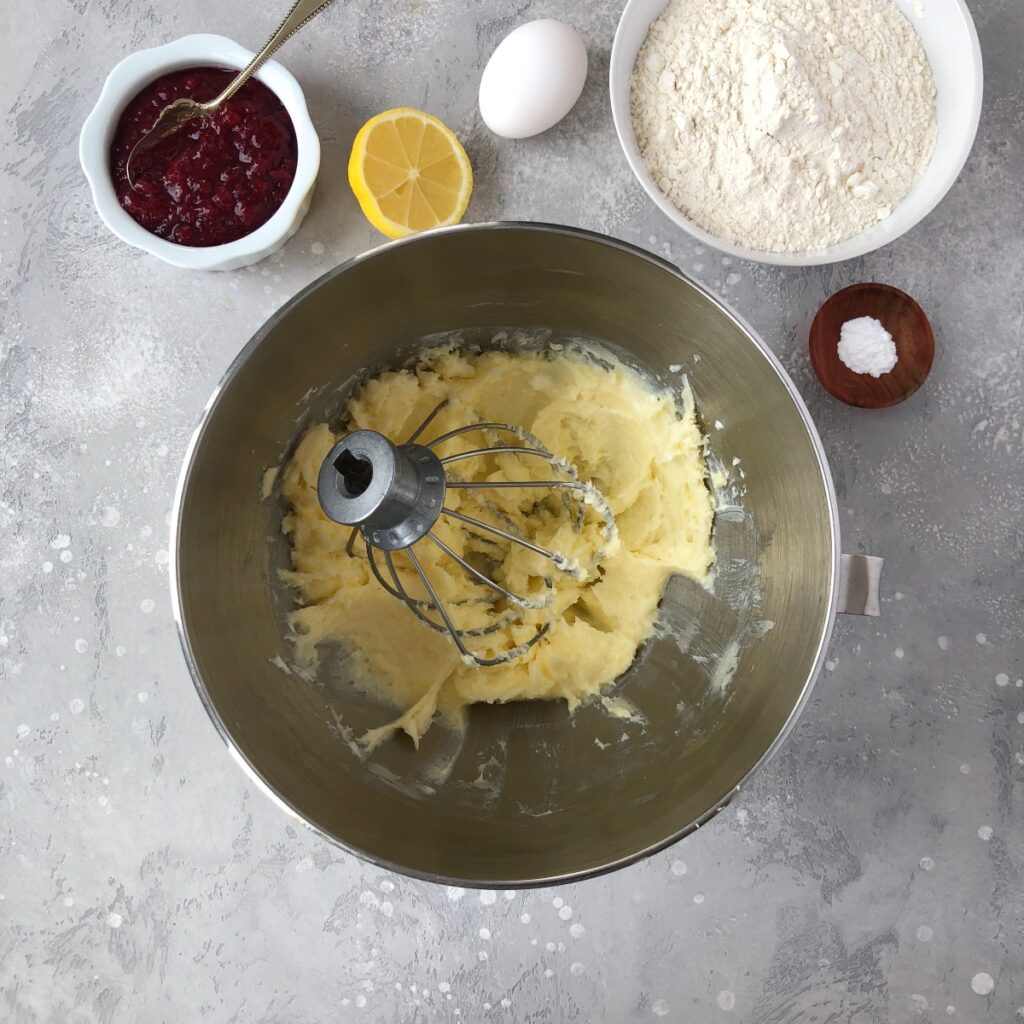 Butter and sugar mixed in a bowl