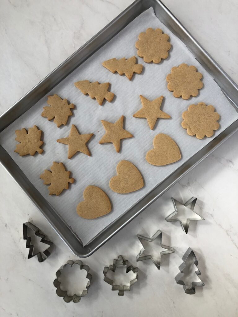 Baked sugar cookies out of the oven