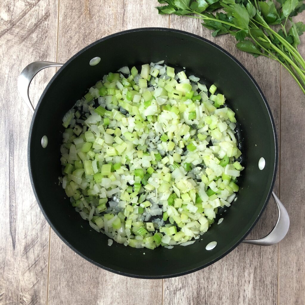 Onions, celery and garlic cooked until tender.