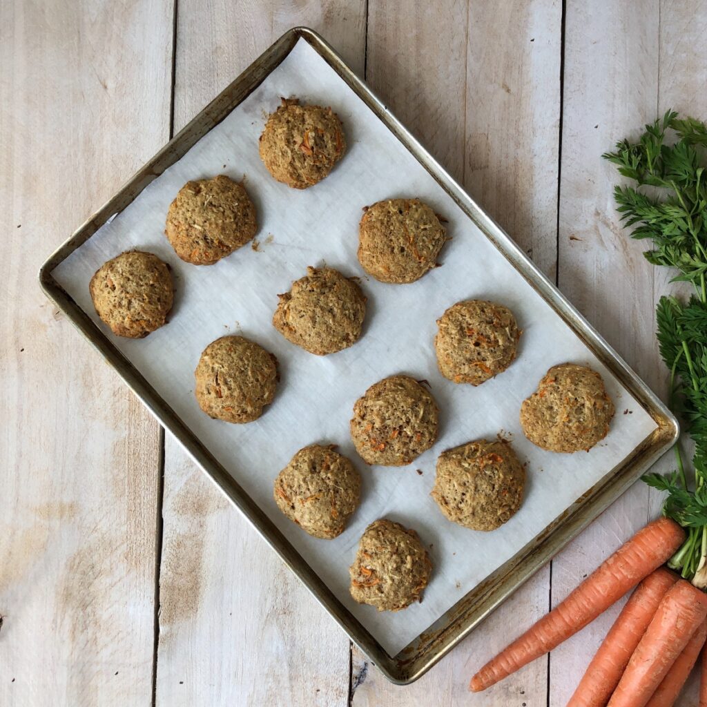 Carrot cake cookies baked and out of the oven.