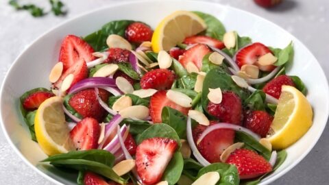 Spinach Strawberry Salad with Lemon Poppy Seed Dressing